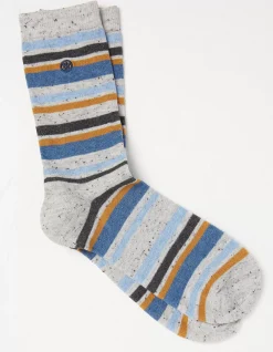 FatFace 1 Pack Andrew Stripe Socks Light Grey Marl Best
