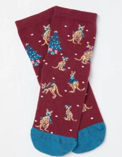 FatFace 1 Pack Baby Kangaroo Socks Berry Pink