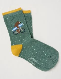FatFace 1 Pack Bear Socks Light Green Marl Online