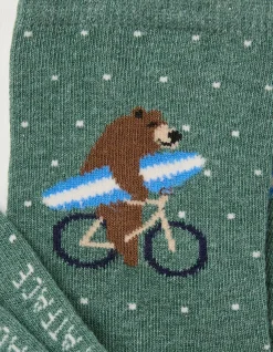 FatFace 1 Pack Bear Socks Light Green Marl Online