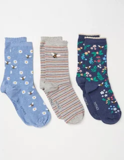 FatFace 3 Pack Bee Socks In A Box Multi