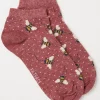 FatFace 1 Pack Bee Spot Trainer Socks Burgundy Marl Hot