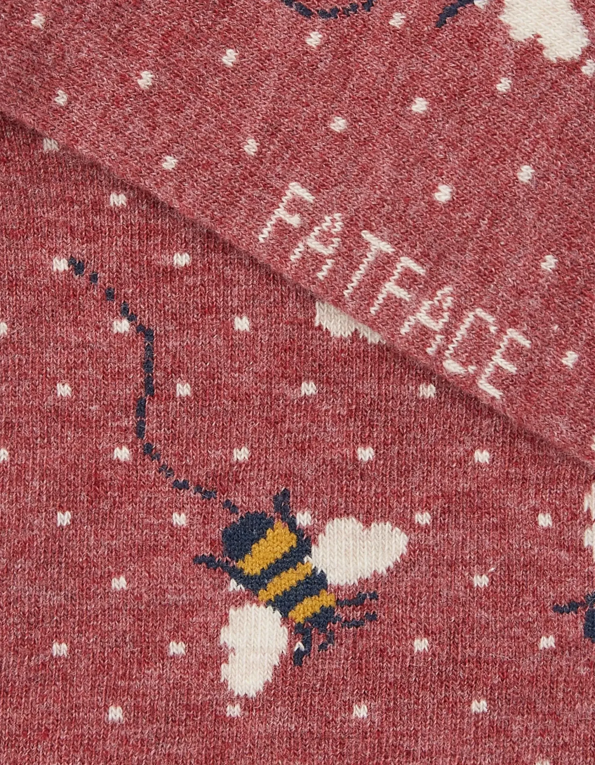 FatFace 1 Pack Bee Spot Trainer Socks Burgundy Marl Hot