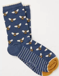 FatFace 1 Pack Bee Stripe Socks Navy Sale