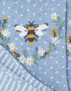 FatFace 1 Pack Bee Wreath Socks Light Blue Marl Outlet