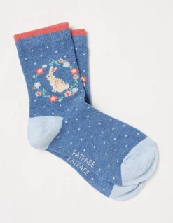 FatFace 1 Pack Bunny Socks Light Blue Marl Outlet
