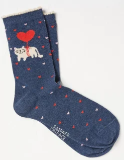 FatFace 1 Pack Cat Balloon Socks Navy Hot