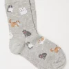 FatFace 1 Pack Cat Socks Grey Marl Sale