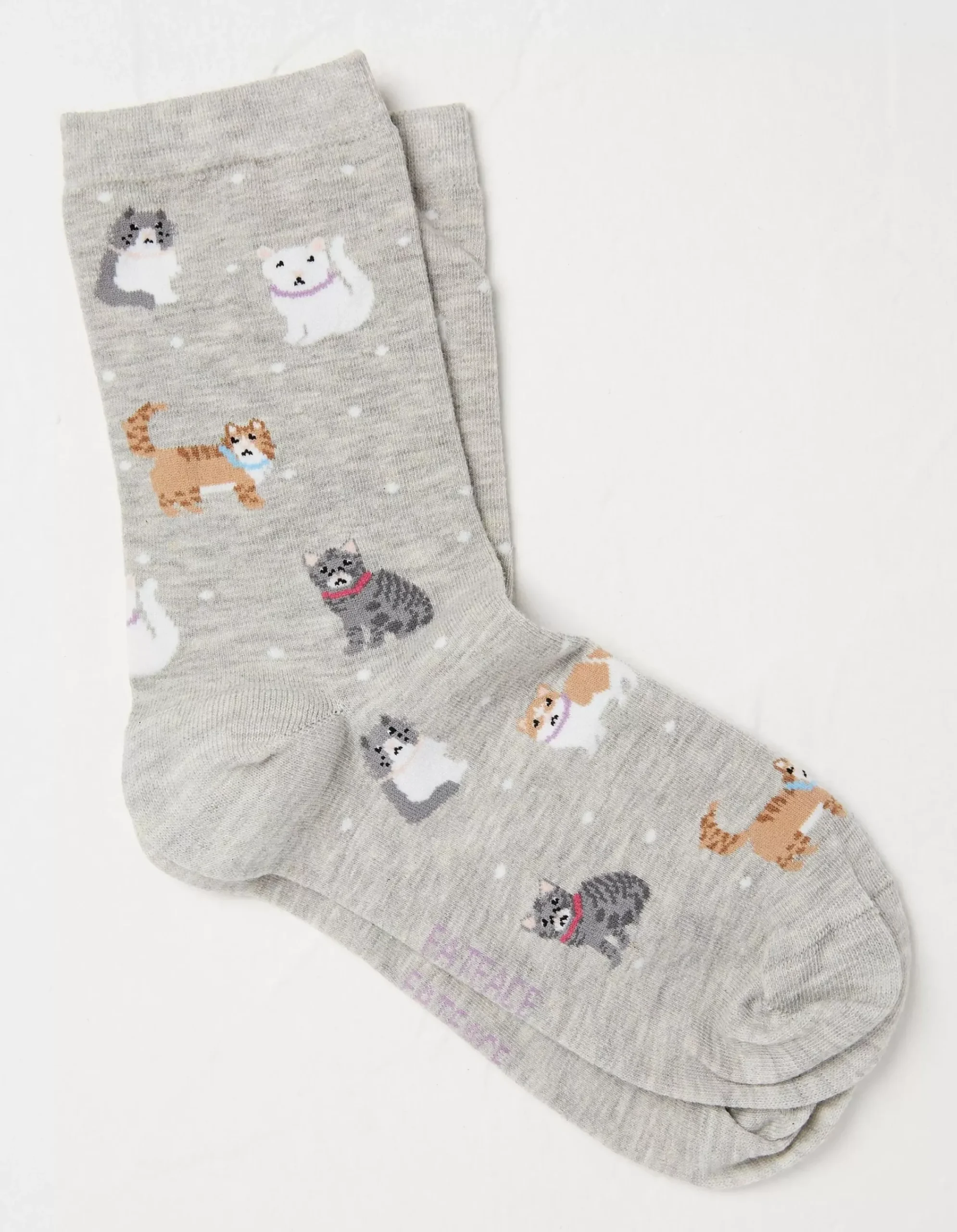 FatFace 1 Pack Cat Socks Grey Marl Sale