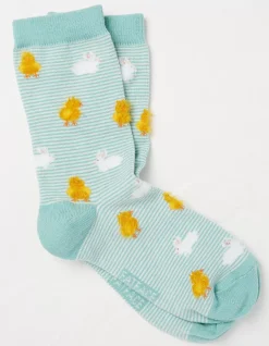 FatFace 1 Pack Chick And Bunny Socks Green Haze Online