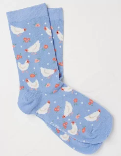 FatFace 1 Pack Chicken Socks Light Blue Discount