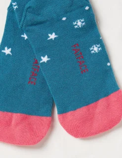 FatFace 1 Pack Christmas Kangaroo Socks Teal Green Best