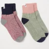 FatFace 2 Pack Colourblock Outdoor Boot Socks Green
