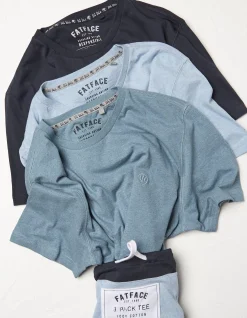 FatFace 3 Pack Cotton T-Shirts Blue Discount