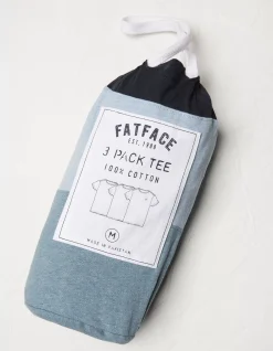 FatFace 3 Pack Cotton T-Shirts Blue Discount