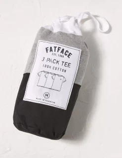 FatFace 3 Pack Cotton T-Shirts Charcoal Grey Sale