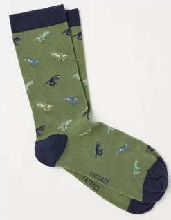 FatFace 1 Pack Dinosaur Socks Green