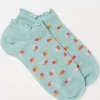FatFace 1 Pack Ditsy Floral Trainer Socks Green Haze
