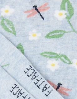 FatFace 1 Pack Dragonfly Socks Light Blue Marl New
