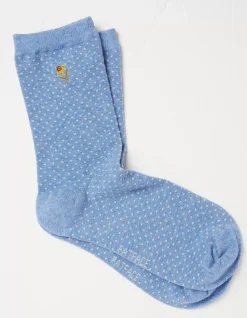 FatFace 1 Pack Embroidered Sunflower Socks Light Blue Marl Discount