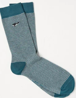 FatFace 1 Pack Embroidered Whale Socks Teal Green Outlet