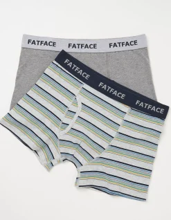 FatFace 2 Pack Eype Stripe Boxers Grey Marl Discount
