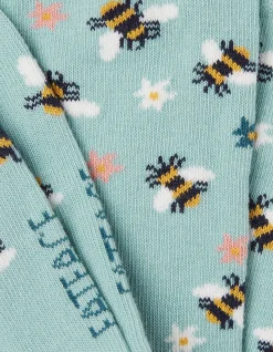 FatFace 1 Pack Floral Bee Socks Green Haze New