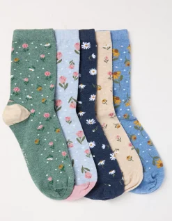 FatFace 5 Pack Floral Socks Multi Clearance