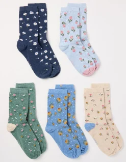FatFace 5 Pack Floral Socks Multi Clearance