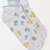 FatFace 1 Pack Floral Trainer Socks Grey Marl Outlet