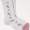 FatFace 1 Pack Flower Chain Socks Light Grey Marl Best