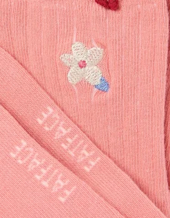 FatFace 1 Pack Flower Rib Socks Coral Pink Hot