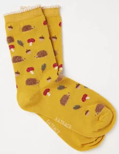 FatFace 1 Pack Fluffy Hedgehog Socks Mustard Yellow Online