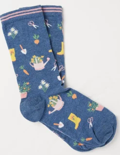 FatFace 1 Pack Gardening Socks Navy Marl