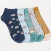 FatFace 5 Pack Hedgehog Trainer Socks Multi Clearance