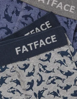 FatFace 2 Pack Killer Whale Boxers Blue Marl Hot