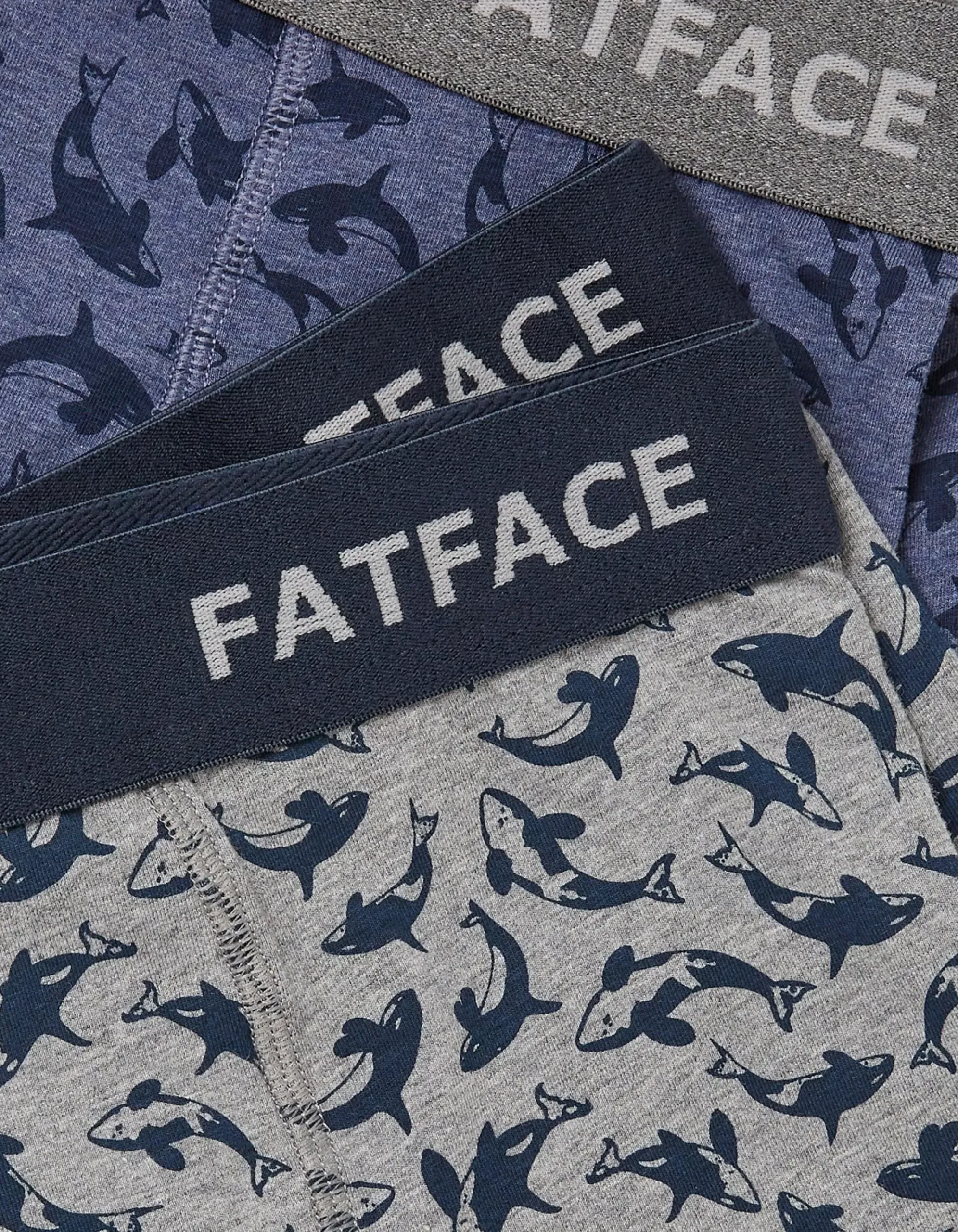 FatFace 2 Pack Killer Whale Boxers Blue Marl Hot