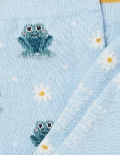 FatFace 1 Pack Lily Pad Frog Socks Ice Blue New