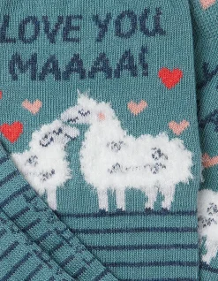 FatFace 1 Pack Love You Ma Socks Light Teal Green New