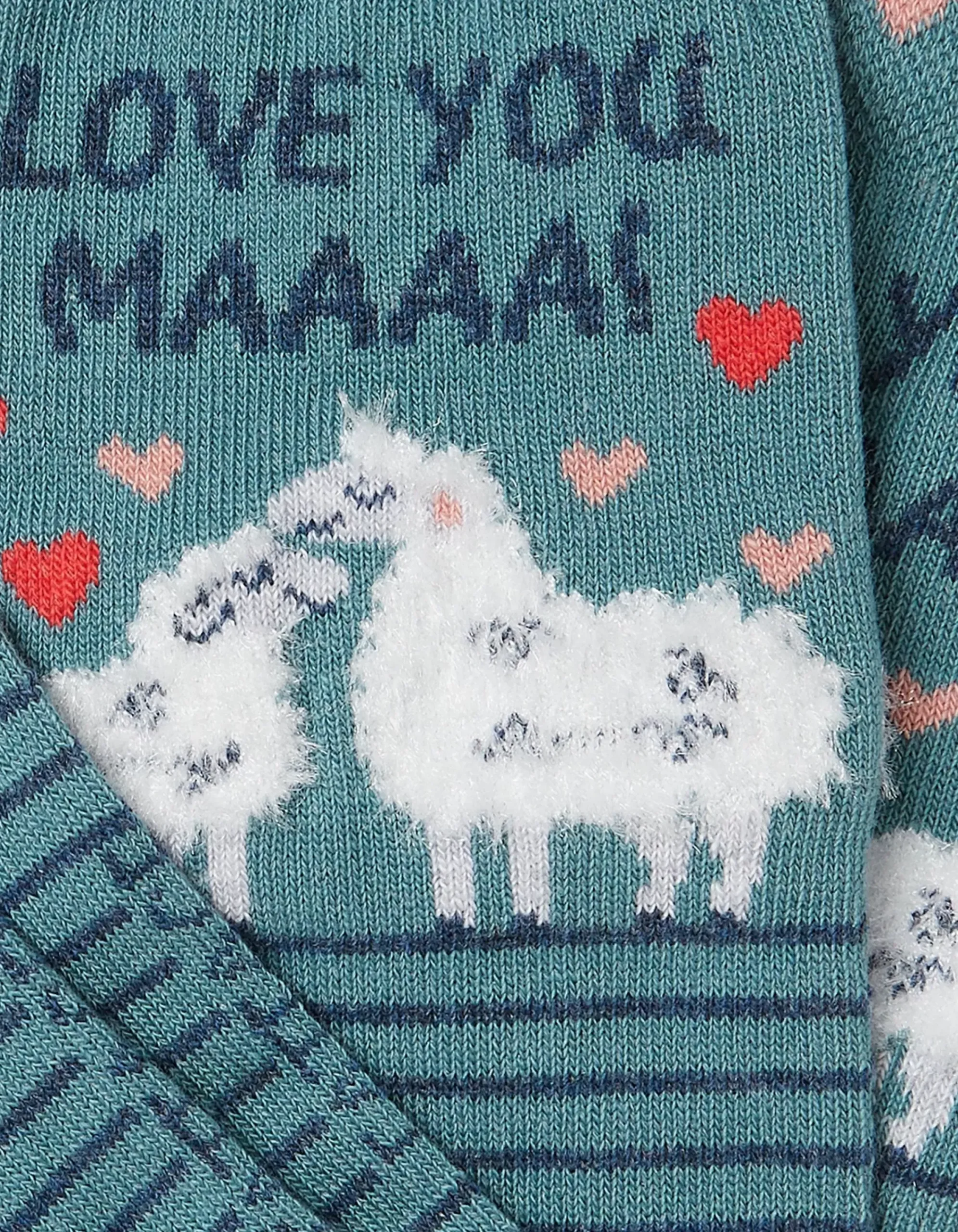 FatFace 1 Pack Love You Ma Socks Light Teal Green New