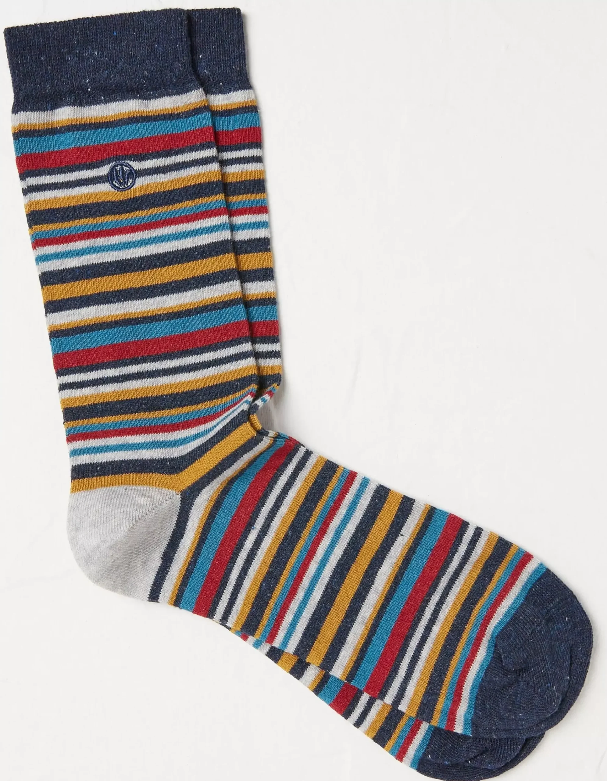 FatFace 1 Pack Max Multi Stripe Socks Navy Clearance