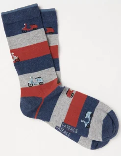 FatFace 1 Pack Moped Stripe Socks Navy Online