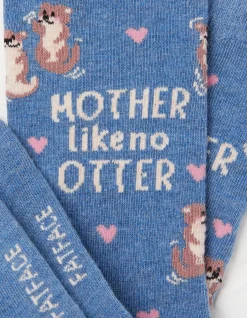 FatFace 1 Pack Mother Like No Otter Socks Blue Marl Hot
