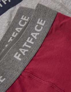 FatFace 2 Pack Plain Boxers Burgundy