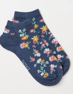 FatFace 1 Pack Pop Floral Trainer Socks Navy Sale