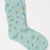 FatFace 1 Pack Pretty Floral Socks Green Haze Sale