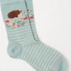 FatFace 1 Pack Queen Hedgehog Socks Green Haze Clearance