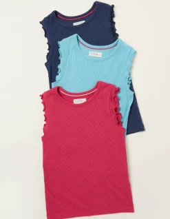 FatFace 3 Pack Rib Jersey Vests Navy Hot