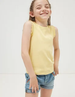FatFace 3 Pack Rib Jersey Vests Coral Outlet