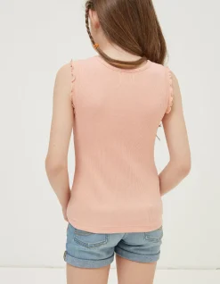 FatFace 3 Pack Rib Jersey Vests Coral Outlet